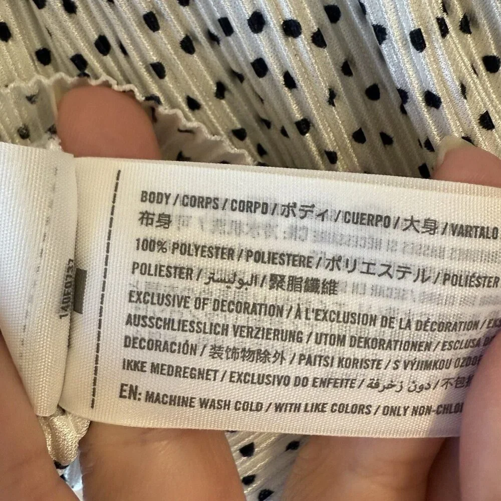 Abercrombie & Fitch Large Sleeveless Babydoll Top Black White‎ Polka Dots Y2K - Picture 6 of 8